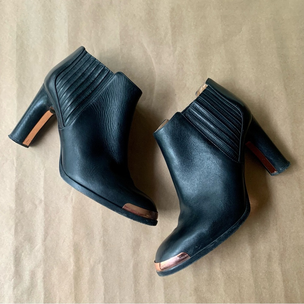 Veronique Branquinho Black Leather Ankle Booties Rose Gold 40 10